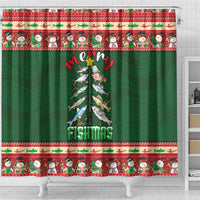 Fishing Christmas Shower Curtain Merry Fishmas - Wonder Print Shop