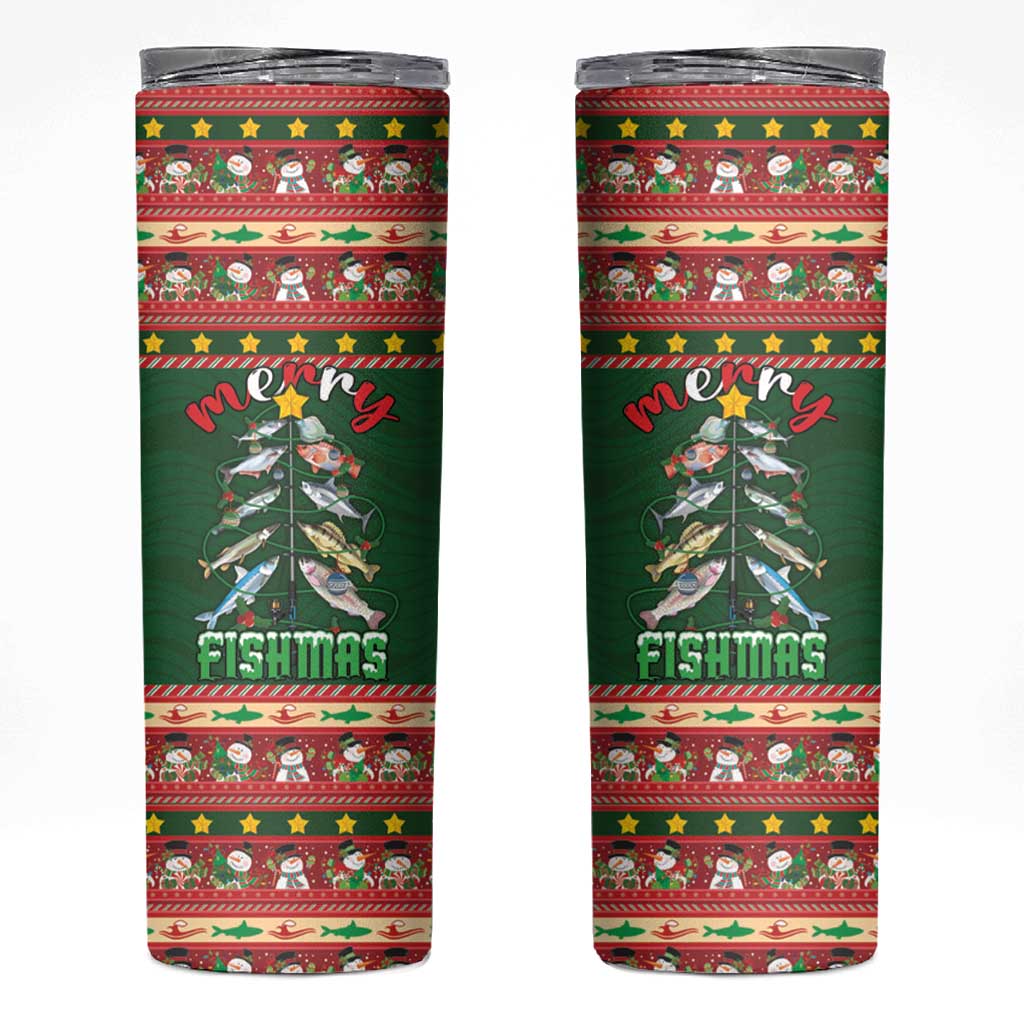 Fishing Christmas Skinny Tumbler Merry Fishmas - Wonder Print Shop