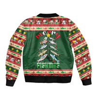 Fishing Christmas Sleeve Zip Bomber Jacket Merry Fishmas - Wonder Print Shop