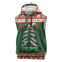 Fishing Christmas Sleeveless Hoodie Merry Fishmas - Wonder Print Shop