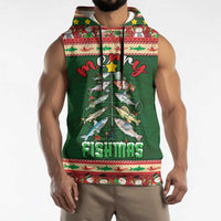 Fishing Christmas Sleeveless Hoodie Merry Fishmas - Wonder Print Shop