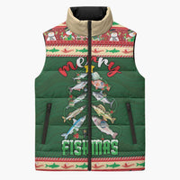 Fishing Christmas Sleeveless Puffer Jacket Merry Fishmas - Wonder Print Shop