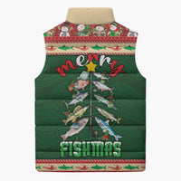Fishing Christmas Sleeveless Puffer Jacket Merry Fishmas - Wonder Print Shop