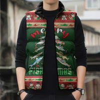 Fishing Christmas Sleeveless Puffer Jacket Merry Fishmas - Wonder Print Shop