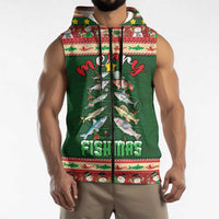 Fishing Christmas Sleeveless Zip Hoodie Merry Fishmas - Wonder Print Shop