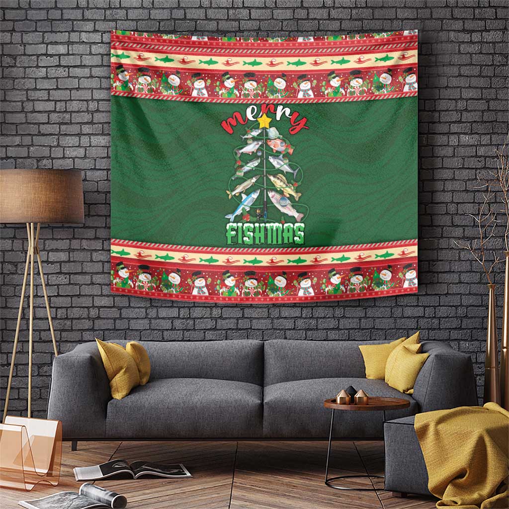 Fishing Christmas Tapestry Merry Fishmas - Wonder Print Shop