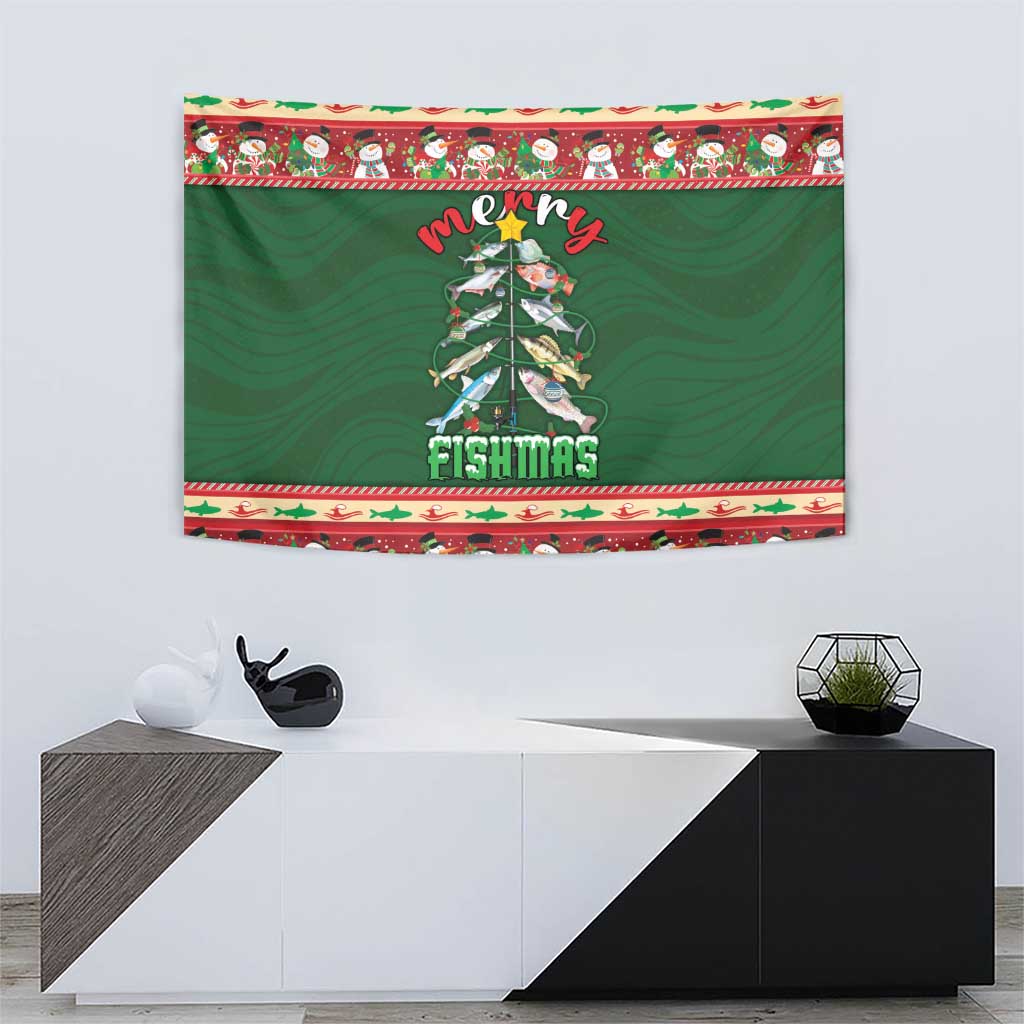 Fishing Christmas Tapestry Merry Fishmas - Wonder Print Shop