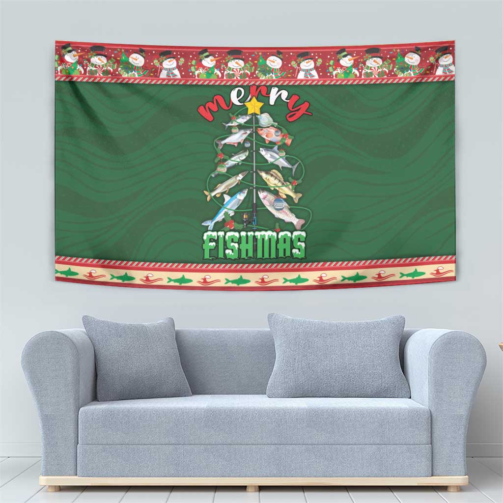 Fishing Christmas Tapestry Merry Fishmas - Wonder Print Shop