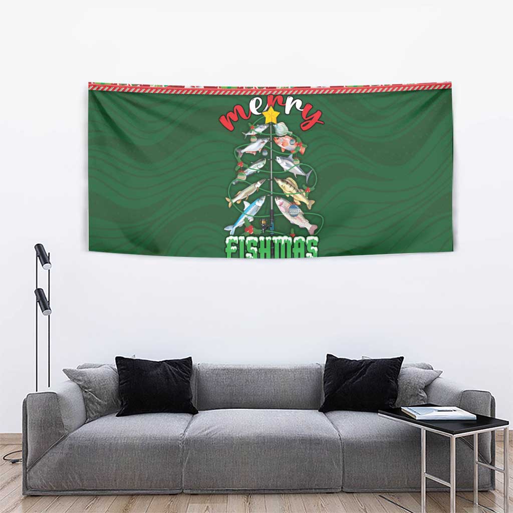 Fishing Christmas Tapestry Merry Fishmas - Wonder Print Shop