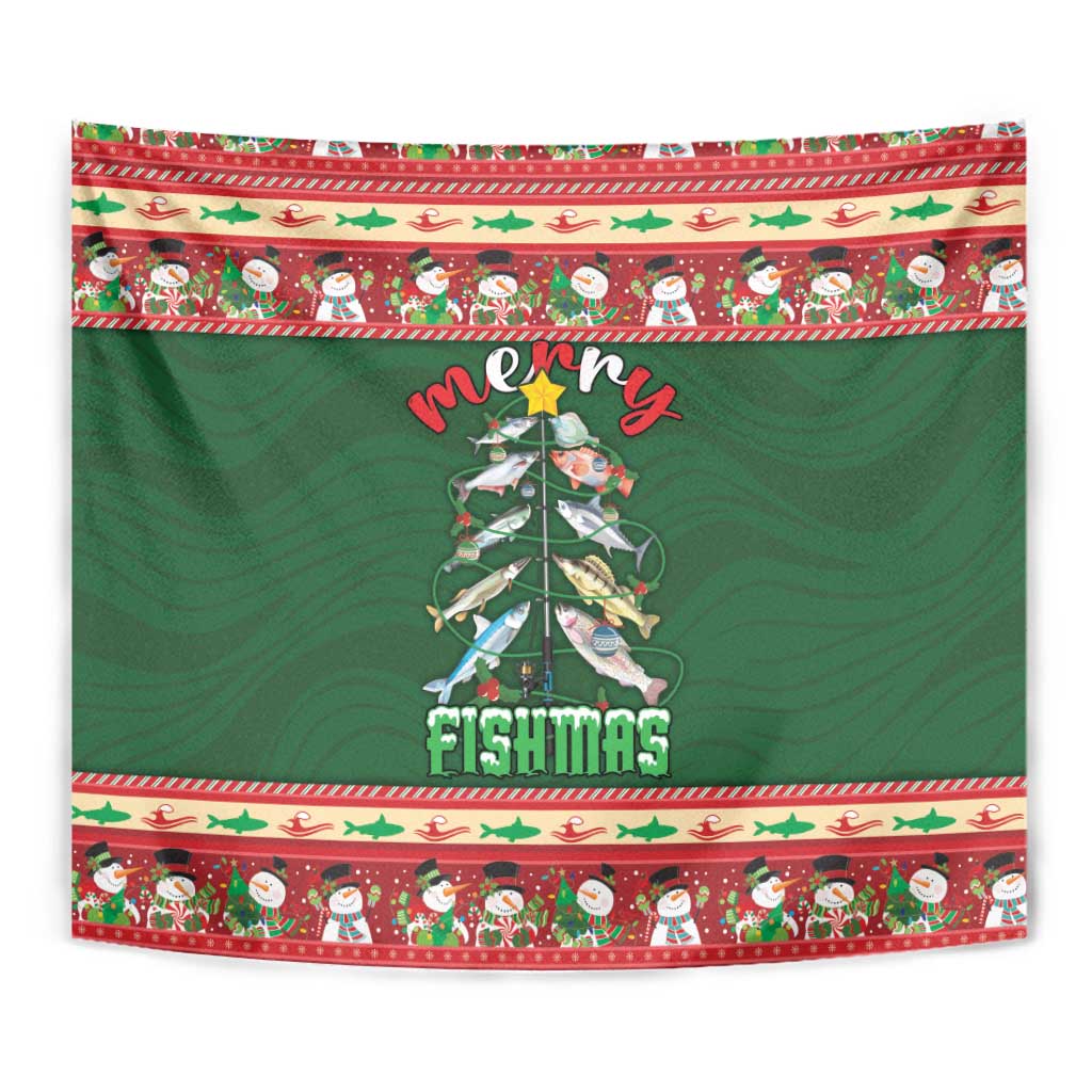 Fishing Christmas Tapestry Merry Fishmas - Wonder Print Shop
