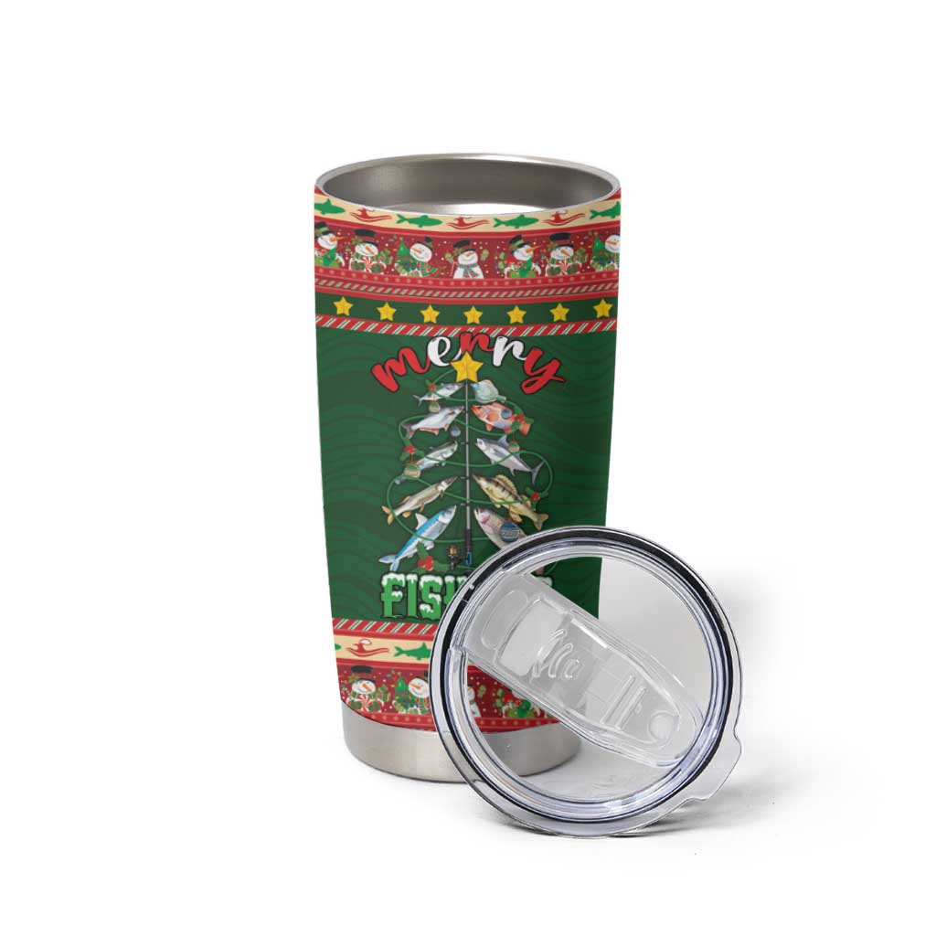 Fishing Christmas Tumbler Cup Merry Fishmas - Wonder Print Shop