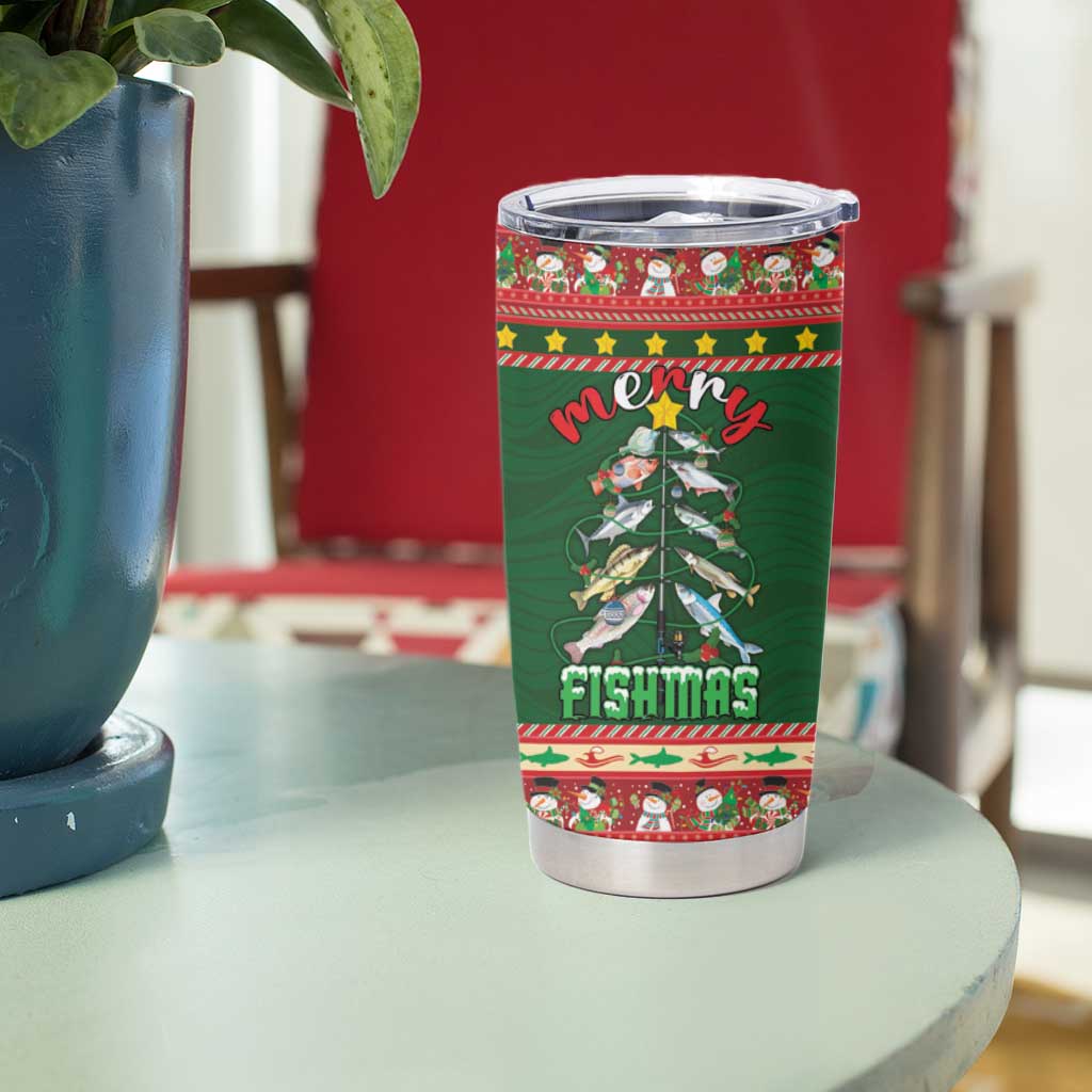 Fishing Christmas Tumbler Cup Merry Fishmas - Wonder Print Shop