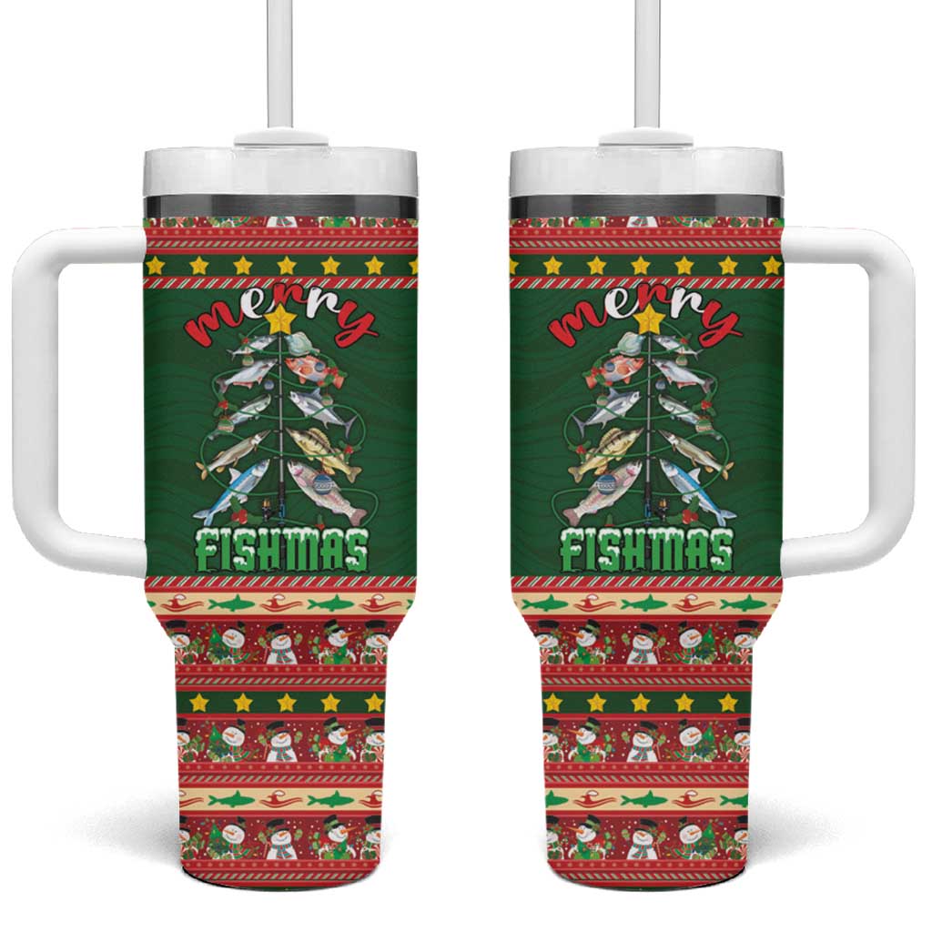 Fishing Christmas Tumbler With Handle Merry Fishmas - Wonder Print Shop