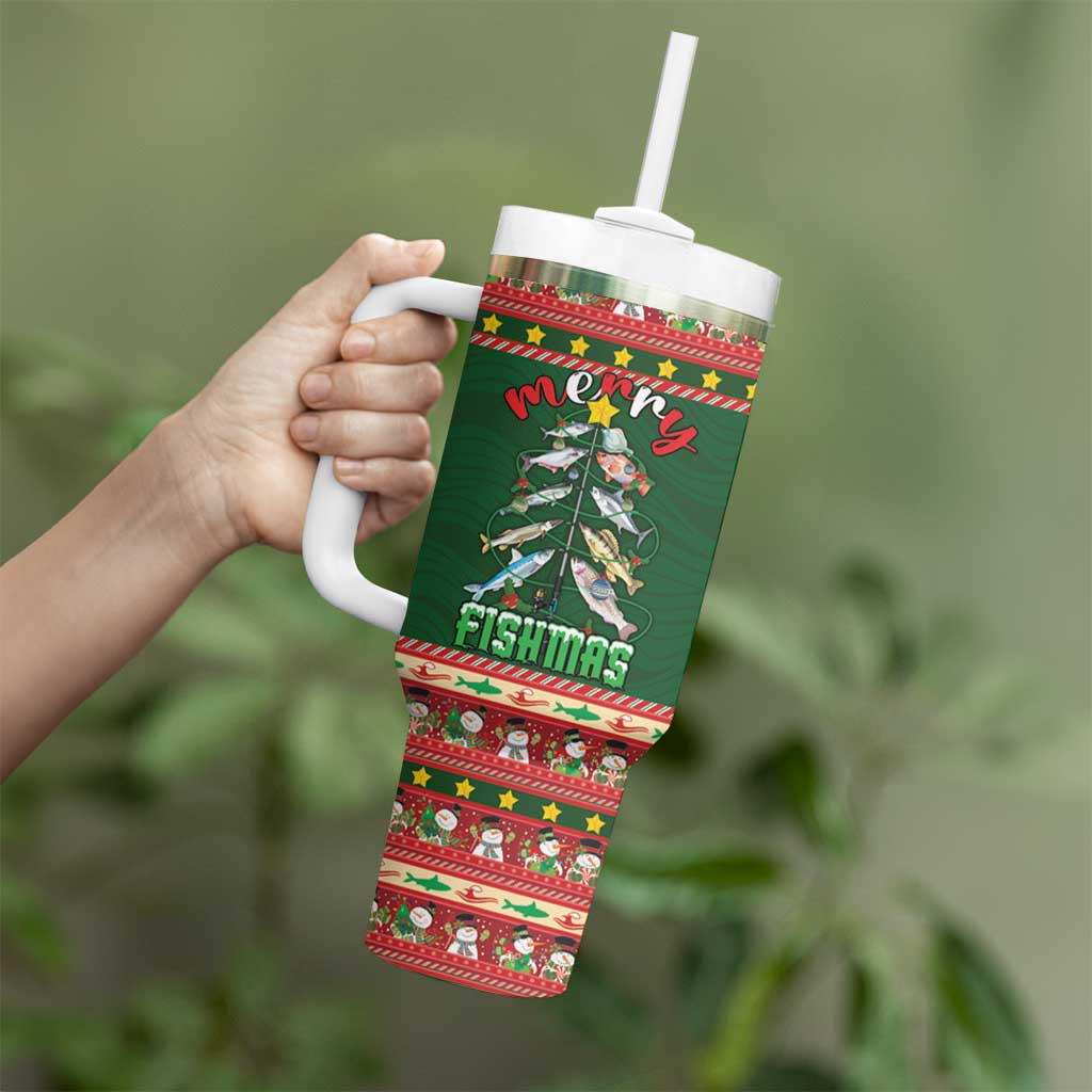 Fishing Christmas Tumbler With Handle Merry Fishmas - Wonder Print Shop