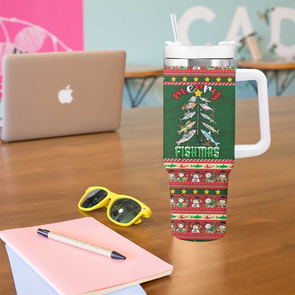 Fishing Christmas Tumbler With Handle Merry Fishmas - Wonder Print Shop