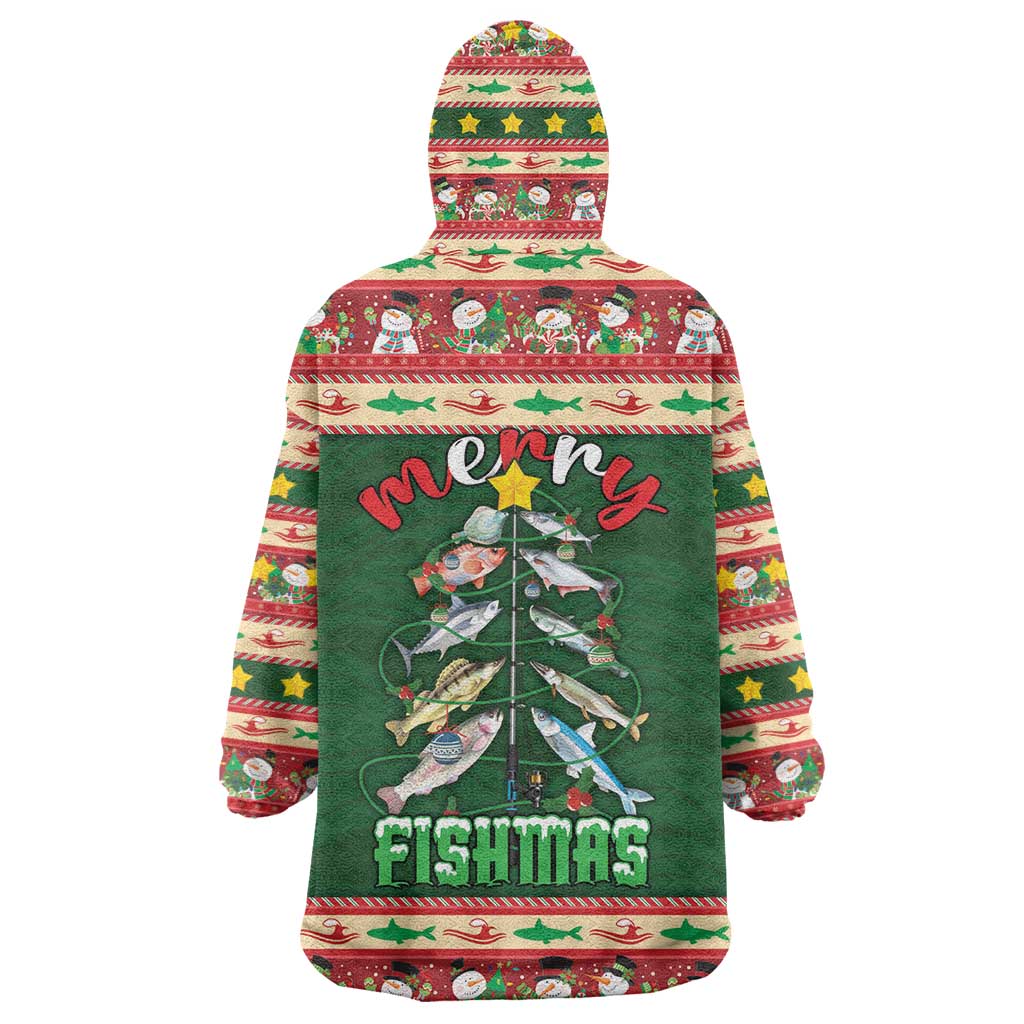 Fishing Christmas Wearable Blanket Hoodie Merry Fishmas - Wonder Print Shop