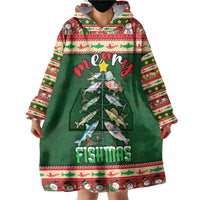 Fishing Christmas Wearable Blanket Hoodie Merry Fishmas - Wonder Print Shop