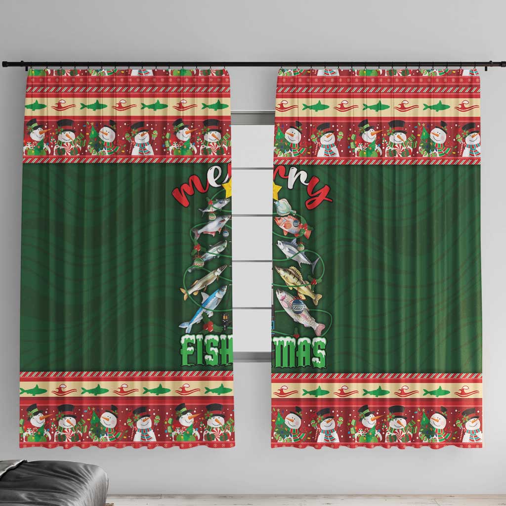 Fishing Christmas Window Curtain Merry Fishmas - Wonder Print Shop