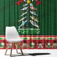 Fishing Christmas Window Curtain Merry Fishmas - Wonder Print Shop