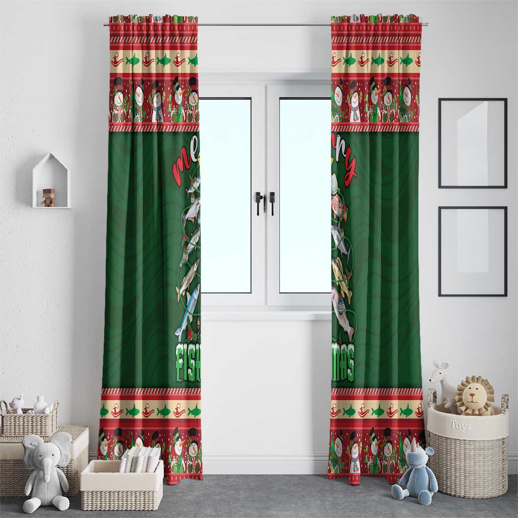 Fishing Christmas Window Curtain Merry Fishmas - Wonder Print Shop