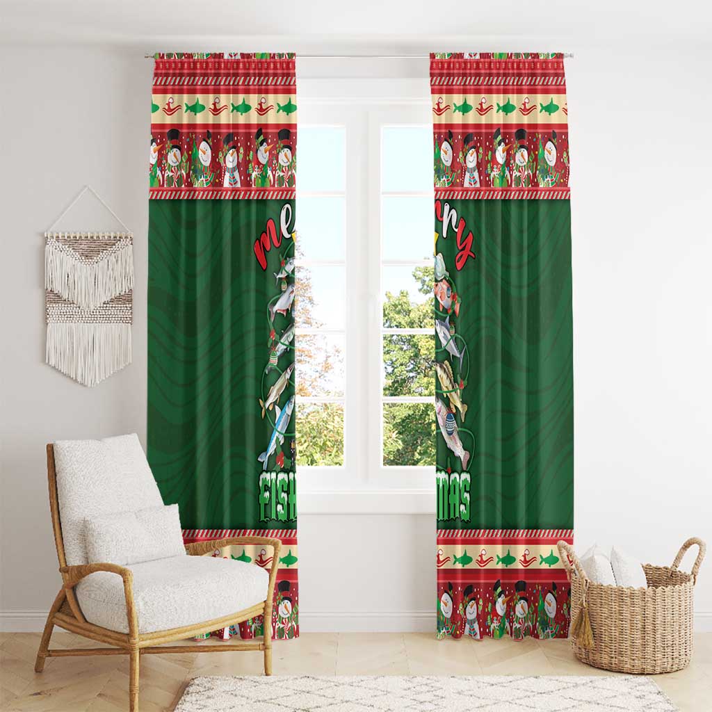 Fishing Christmas Window Curtain Merry Fishmas - Wonder Print Shop