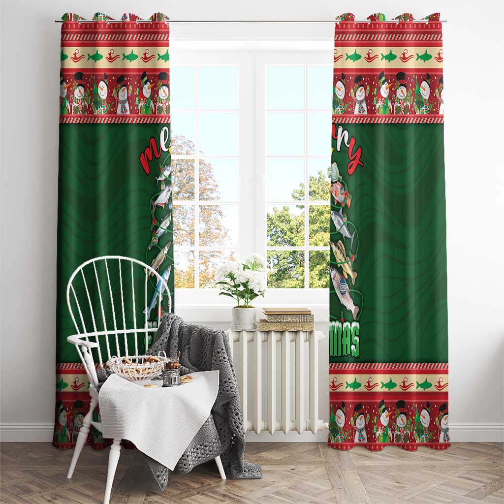 Fishing Christmas Window Curtain Merry Fishmas - Wonder Print Shop