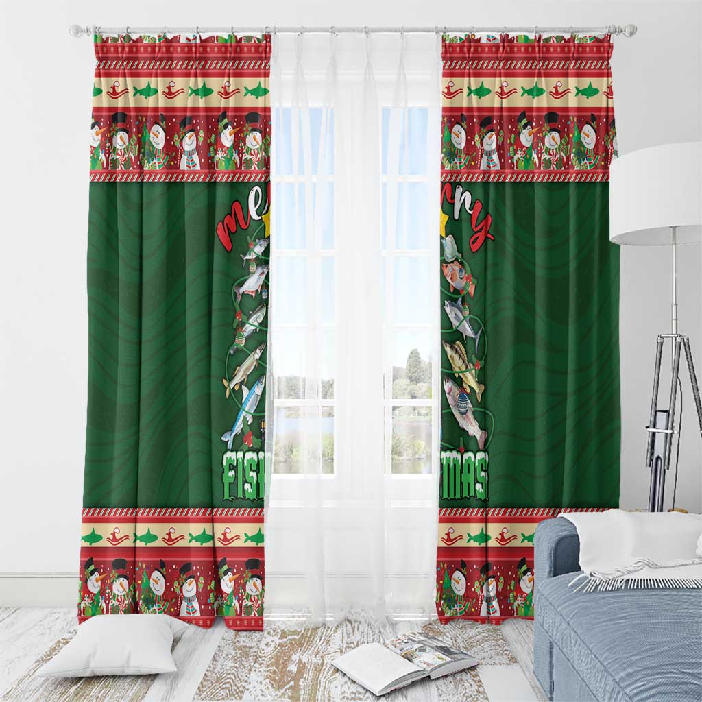 Fishing Christmas Window Curtain Merry Fishmas - Wonder Print Shop
