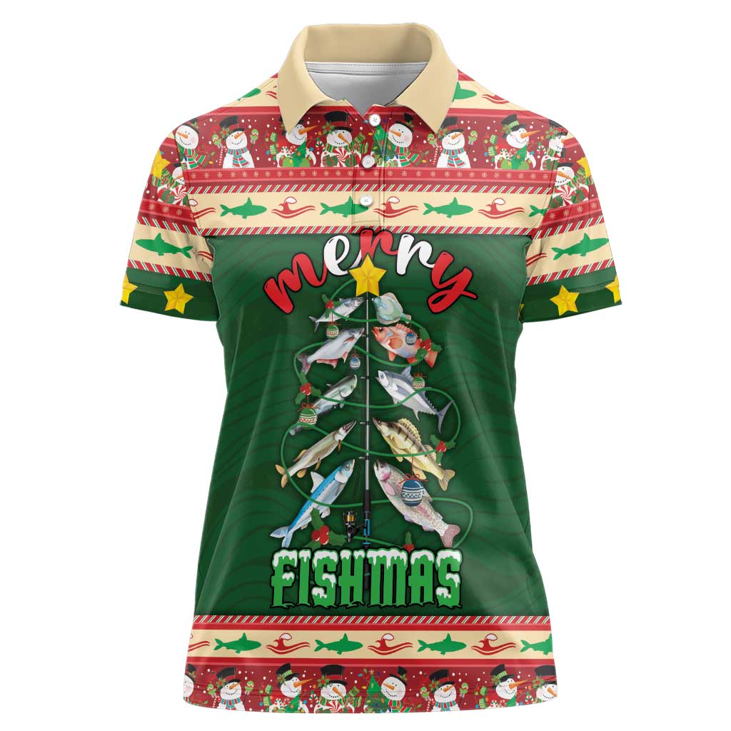 Fishing Christmas Women Polo Shirt Merry Fishmas - Wonder Print Shop