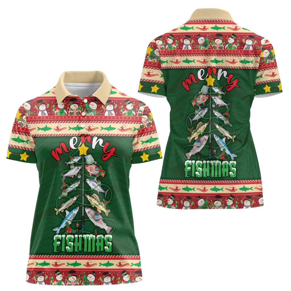 Fishing Christmas Women Polo Shirt Merry Fishmas - Wonder Print Shop