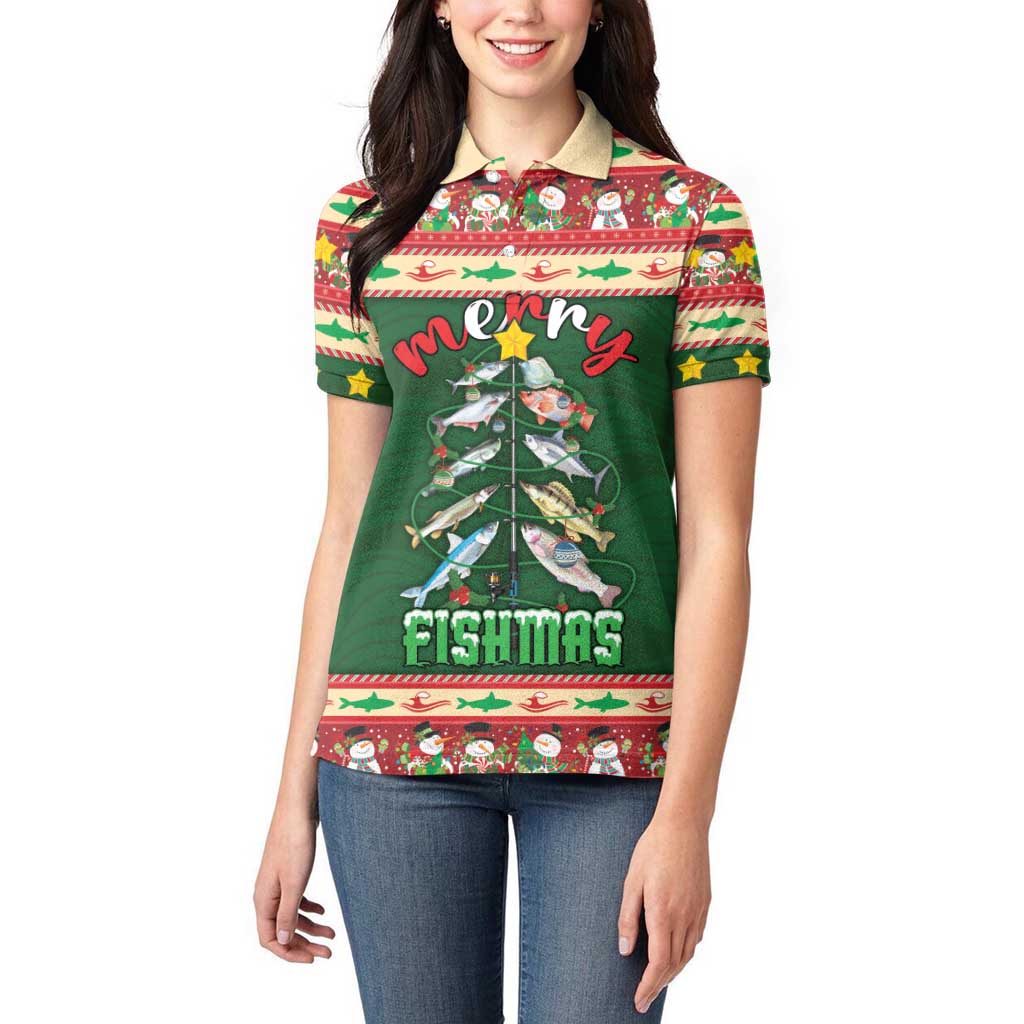 Fishing Christmas Women Polo Shirt Merry Fishmas - Wonder Print Shop