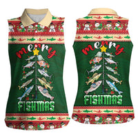 Fishing Christmas Women Sleeveless Polo Shirt Merry Fishmas - Wonder Print Shop