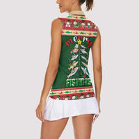 Fishing Christmas Women Sleeveless Polo Shirt Merry Fishmas - Wonder Print Shop