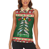 Fishing Christmas Women Sleeveless Polo Shirt Merry Fishmas - Wonder Print Shop