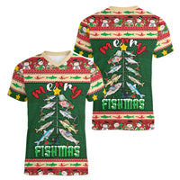 Fishing Christmas Women V-Neck T-Shirt Merry Fishmas - Wonder Print Shop