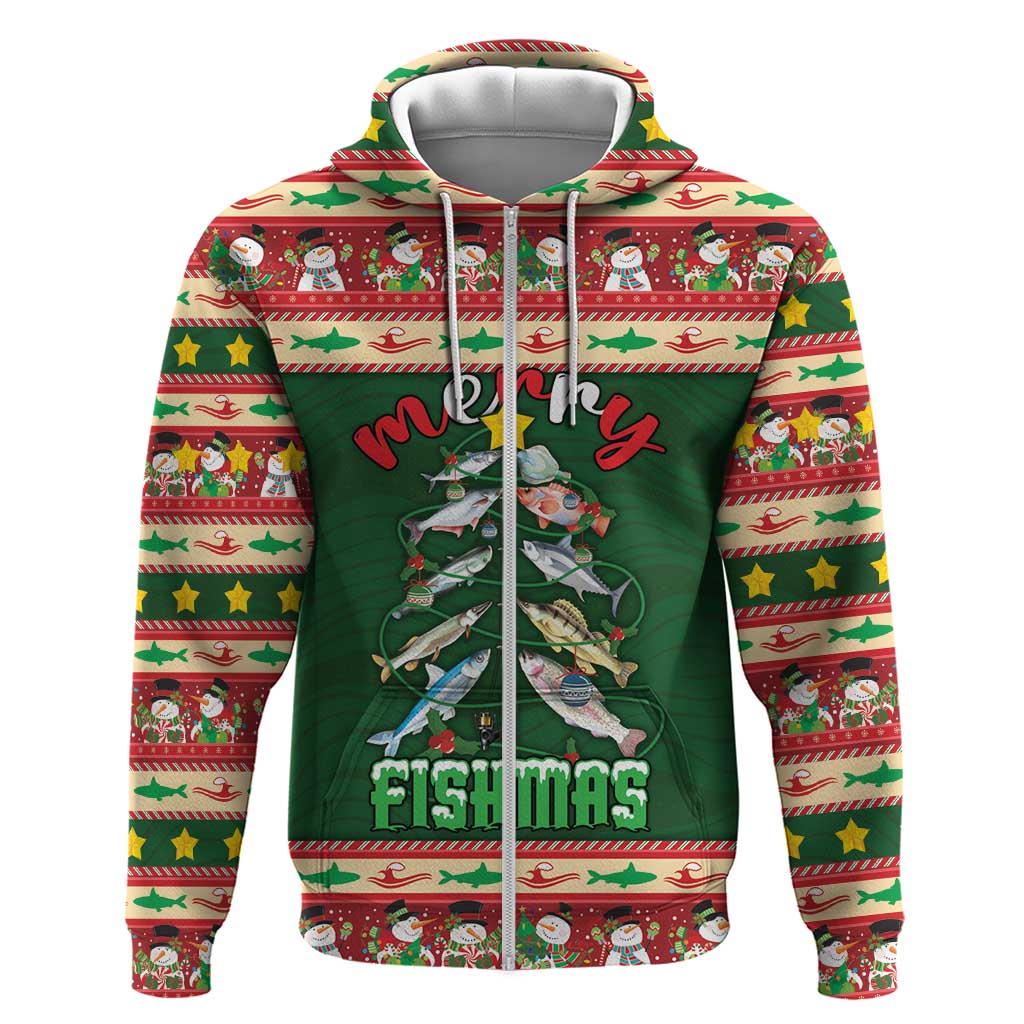 Fishing Christmas Zip Hoodie Merry Fishmas - Wonder Print Shop
