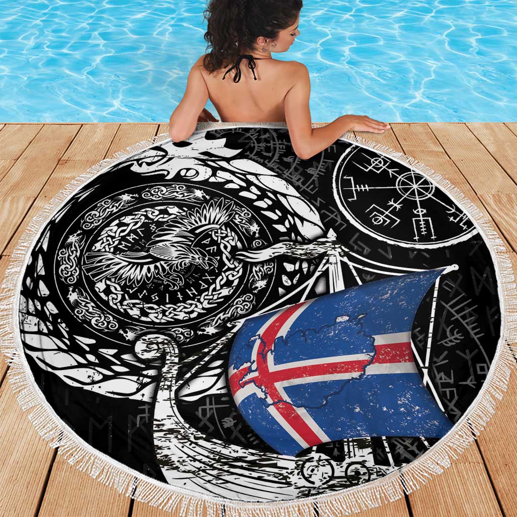 Viking Iceland Beach Blanket Icelander Viking Ship