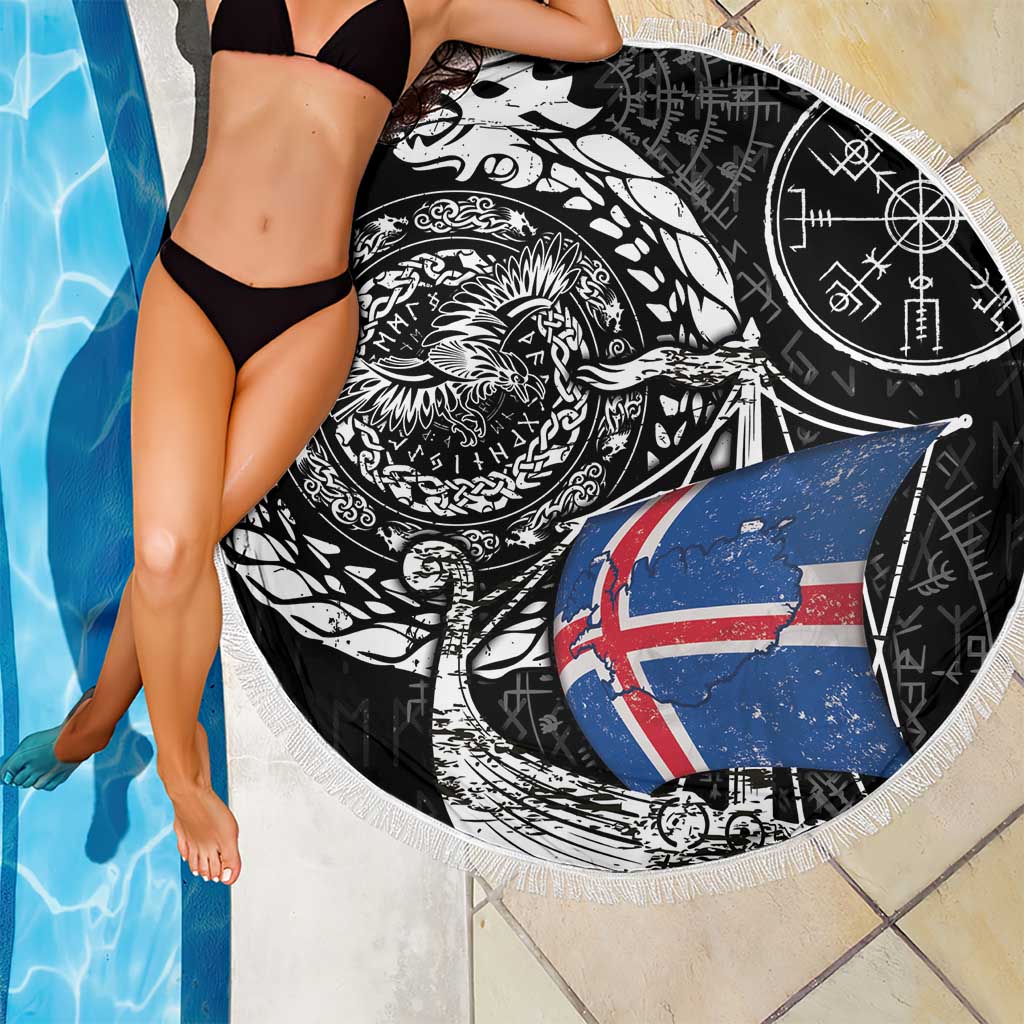 Viking Iceland Beach Blanket Icelander Viking Ship