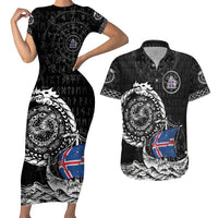 Personalized Viking Iceland Couples Matching Short Sleeve Bodycon Dress and Hawaiian Shirt Icelander Viking Ship