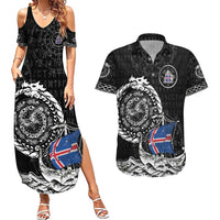 Personalized Viking Iceland Couples Matching Summer Maxi Dress and Hawaiian Shirt Icelander Viking Ship