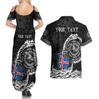 Personalized Viking Iceland Couples Matching Summer Maxi Dress and Hawaiian Shirt Icelander Viking Ship