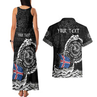 Personalized Viking Iceland Couples Matching Tank Maxi Dress and Hawaiian Shirt Icelander Viking Ship