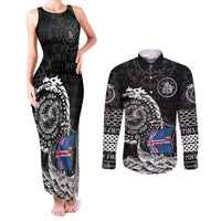 Personalized Viking Iceland Couples Matching Tank Maxi Dress and Long Sleeve Button Shirt Icelander Viking Ship