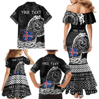 Personalized Viking Iceland Family Matching Mermaid Dress and Hawaiian Shirt Icelander Viking Ship
