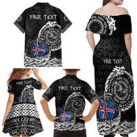 Personalized Viking Iceland Family Matching Off Shoulder Maxi Dress and Hawaiian Shirt Icelander Viking Ship