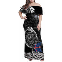 Personalized Viking Iceland Family Matching Off Shoulder Maxi Dress and Hawaiian Shirt Icelander Viking Ship