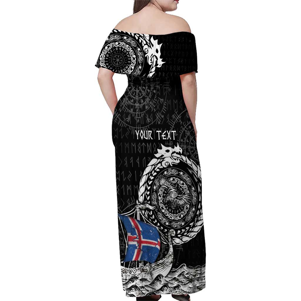 Personalized Viking Iceland Family Matching Off Shoulder Maxi Dress and Hawaiian Shirt Icelander Viking Ship