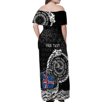 Personalized Viking Iceland Family Matching Off Shoulder Maxi Dress and Hawaiian Shirt Icelander Viking Ship