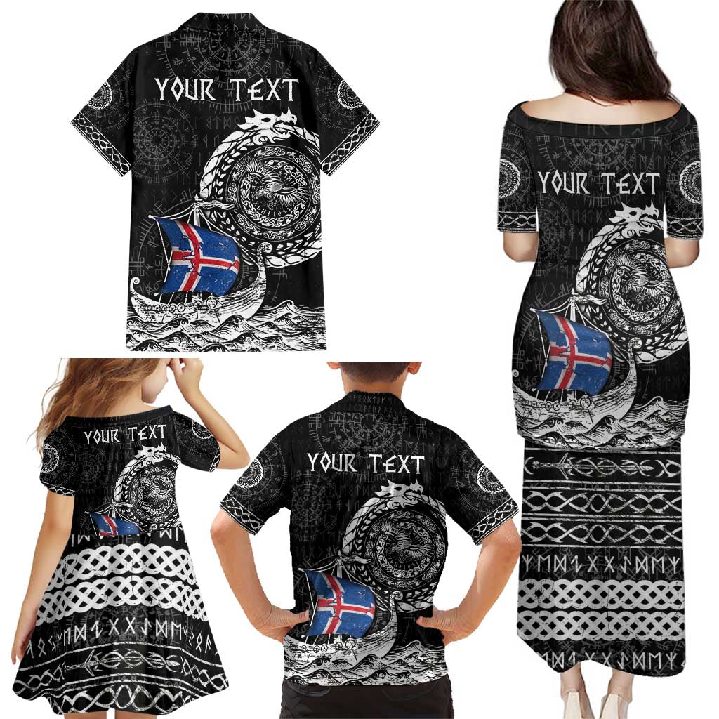 Personalized Viking Iceland Family Matching Puletasi and Hawaiian Shirt Icelander Viking Ship