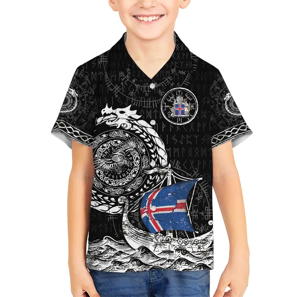 Personalized Viking Iceland Family Matching Short Sleeve Bodycon Dress and Hawaiian Shirt Icelander Viking Ship
