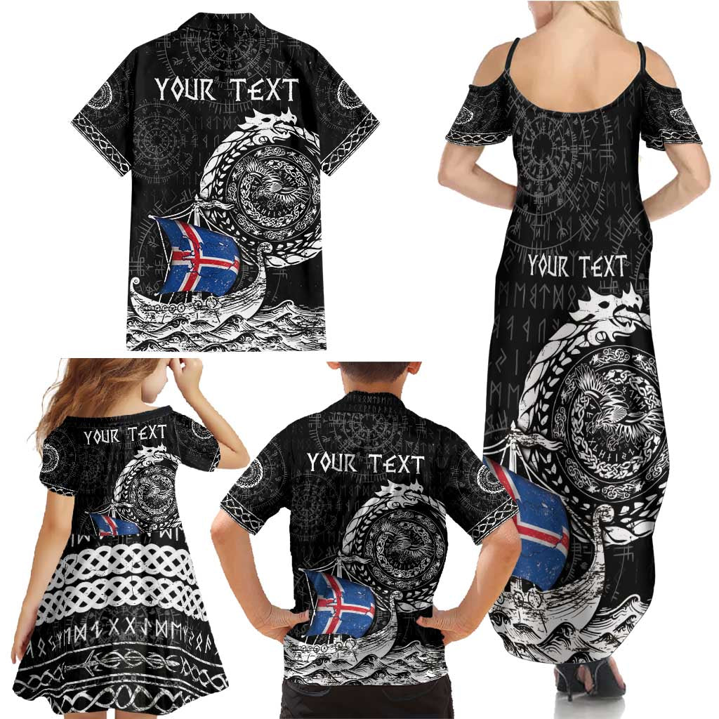 Personalized Viking Iceland Family Matching Summer Maxi Dress and Hawaiian Shirt Icelander Viking Ship